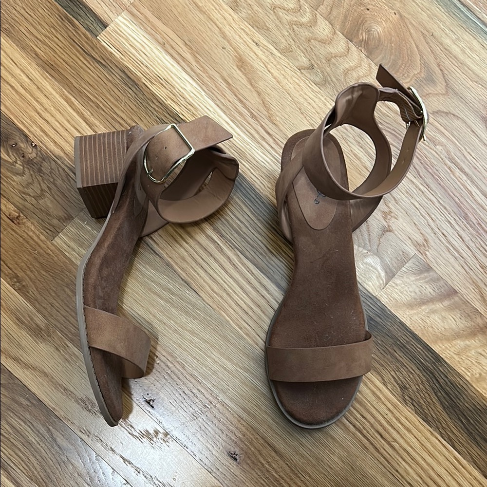 Women's Brown Block Heel Sandals